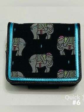 Elephant - Leather Bifold Card Holder with Zipper Coin Pocket
